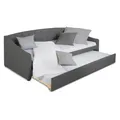 Tagesbett 90×200 Grau Ausziehbett Gästebett Sofa mit 2 Liegeflächen Homestyle4u