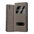 Cadorabo Hülle kompatibel mit Sony Xperia Z5 Premium in Stein BRAUN - Schutzhülle mit Magnetverschluss, Standfunktion und 2 Sichtfenstern