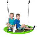 Outsunny Nestschaukel Höhenverstellbar Hängeschaukel Ø 110 cm bis zu 100kg Gartenschaukel mit Stahlrahmen, Tellerschaukel für 3-12 Jahre Kinder, für Outdoor & Indoor, Grün