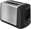 Tefal Element TT340830 Toaster, 2 Scheiben, 850 W, Edelstahl/Schwarz – Kompakter Toaster mit 7 Bräunungsstufen, Aufwärm- & Auftaufunktion