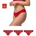 SNOCKS Tanga String Damen Unterhose (3-St) mit Spitze, unsichtbar unter deiner Kleidung rot XL