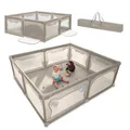LIONELO WILLOW XL Laufgitter Baby, ab 0-48 Monaten große Fläche 187 cm x 207 cm x 68 cm, Laufgitter Baby mit Seitenwände aus atmungsaktiven Netzstoff, 2 Seitliche Eingänge mit einem Reißverschluss