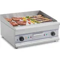 Royal Catering Doppel Elektro Grillplatte - 60 cm - glatt - 2 x 3.200 W - Silber