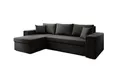Luxusbetten24 Designer Sofa Denver mit Stauraum und Schlaffunktion | Bezug: Kunstleder | Farbe: Schwarz | Stellvariante: Links
