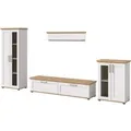 Inn.Furn Schrankwand 4-teilig in Weiß Lärche Landhaus Wohnwand 316 cm Mirano