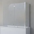 Schulte Duschabtrennung für Badewanne Angle, 2-teilig mit Seitenwand, Profilfarbe Chromoptik, 5 mm Sicherheitglas (ESG) Klar hell, Faltwand: 112 x 142 cm, Seitenwand geeignet für eine 74 - 76 cm Wanne