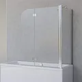 Schulte Badewannenaufsatz Angle 112 x 142 cm, 2-teilige Duschwand für Badewanne mit Seitenwand für 75 cm Wannen, 5 mm ESG Sicherheitsglas Klar hell, Chromoptik
