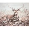 Gilde Bild, rechteckig, "Hirsch", Hirschmotiv, Leinwand, Kiefernholz, braun, VE 1, L. 2.7 cm, B. 100 cm, H. 80 cm 38295 4063387382950 - Braun/Weiß