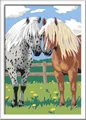 Ravensburger CreArt 28566 - Glückliche Pferde - Malen nach Zahlen für Kinder ab 7 Jahre, Malset mit Rahmen, Pinsel und Acrylfarben, Geschenk für Mädchen und Jungen, mit Stickern