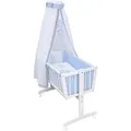 Baby-Delux Wiegenset Bettwäsche Set 6-tlg für Babywiege Magic Stars Blau (ohne Wiege) - Weiß/Blau/Grau