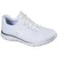 Skechers SUMMITS Slip-On Sneaker Freizeitschuh, Komfortschuh mit stoßdämpfender Zwischensohle silberfarben|weiß 39 EU