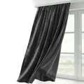 BEAUTEX Samt Vorhang Kräuselband U-Band Gardine Velvet abdunkelnd und Blickdicht, 140x175 cm (Breite 140 cm, Höhe 175 cm, Dunkelgrau)