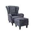 Supellex Sofia Ohrensessel mit Hocker Carpe Diem Anthrazit Kolonial Design ?