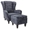 Supellex Ohrensessel Sofia Relaxsessel mit Hocker – Carpe Diem Anthrazit