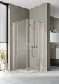 Kermi Pega Eckeinstieg Halbteil 2-teilig Pendeltüren mit Festfeldern Klarglas hell Anschlag links Silber hochglanz Montage auf Duschwanne 75 cm x 200 cm - PEEPL07520VAK