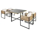 Gartenset Sitzgruppe Gartenmöbel Set Cube Essgruppe Rope Outdoor Möbel Beige - Beige/Schwarz