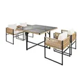 ESTEXO Sitzgruppe Gartenmöbel Set Essgruppe stylisches Rope Design Outdoor Gartenset Cube für 4 Personen (Beige)