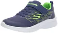 Skechers Jungen Microspec Texlor Sneaker, Navy Textile Lime Silver Trim, 27 EU