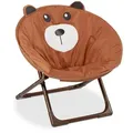 Relaxdays Kinderstuhl, Braun, Textil, Metall, Kunststoff, Tiere, 1-Sitzer, 50x47x48 cm, Kinder- & Jugendzimmer, Kindermöbel, Kindersitzmöbel & -tische, Kinderstühle
