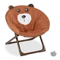 Relaxdays Moonchair Kinder, Bär, faltbar, HxBxT: 47 x 50 x 48 cm, Kinderstuhl draußen & drinnen, Kindersessel, braun