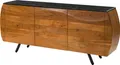 MASSIVMOEBEL24 Sideboard Akazie 184x40x75 natur lackiert / Marmor schwarz MONTREAL #127