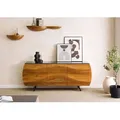 Sideboard Akazie 184x40x75 natur lackiert / Marmor schwarz MONTREAL #127