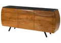 Sideboard Akazie 184x40x75 natur lackiert / Marmor schwarz MONTREAL #127