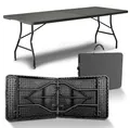 NewHabitat Buffettisch klappbar – Gartentisch klappbar aus Polyrattan I Biertisch wetterfest & faltbar I Stabiler Klapptisch für Garten, Festivals, Camping & Outdoor-Events (Schwarz)