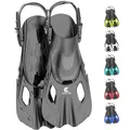 Khroom Schnorchelflossen verstellbar für Kinder Damen Herren | Kurze Tauchflossen & Flippers zum Schnorcheln Schwimmen Tauchen | leichte Schwimmflossen für Urlaub & Pool (Schwarz 32-36