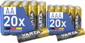 Batterien Mischpack 40 Stück, AA 20 Stück + AAA 20 Stück, Power on Demand, Al...