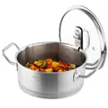 SILBERTHAL Topf Kochtopf Fleischtopf Edelstahl Glasdeckel 20cm 2.5L Messskala