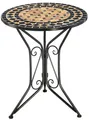 Kobolo Gartentisch Mediterran mit Platte mit Mosaikplatten - Höhe 71 cm Durchmesser 61 cm