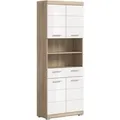 Hochschrank Lambada 2 offene Fächer Eiche Hell/Weiß Hochglanz 191 x 74 x 31 cm