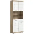 Mid.you Hochschrank, Sonoma Eiche, Weiß Hochglanz, Kunststoff, 3 Fächer, 1 Schublade(n) Schubladen, 74x191x31 cm, FSC Mix, stehend, Badezimmer, Badezimmerschränke, Hochschränke