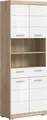 xonox.home Hochschrank Sonoma Eiche Hell Weiß Hochglanz Melamin Modern 74x191x31 cm