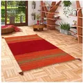 Pergamon Wollteppich Natur Teppich Kelim Navarro, Rechteckig, Höhe: 8 mm rot 170 cm x 240 cm x 8 mm