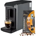 Tchibo Kaffeevollautomat Esperto mini für Caffè Crema und Espresso, nur 16cm breit, klein und kompakt, geeignet für jede Küche, Camping, Studen... - Grau