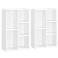 VASAGLE Bücherregal, Regal, Standregal, 2er Set, mit 5 Fächern, für Wohnzimmer, Arbeitszimmer, Kinderzimmer, Büro, als Raumteiler, 24 x 50 x 80 cm, weiß LBC025T14