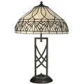 Casa Padrino Luxus Tiffany Tischleuchte Weiß / Schwarz Ø 40 x H. 61 cm - Elegante Schreibtischleuchte - Deko Accessoires
