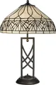 Casa Padrino Luxus Tiffany Tischleuchte Weiß / Schwarz Ø 40 x H. 61 cm - Elegante Schreibtischleuchte - Deko Accessoires