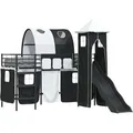 vidaXL Kinderloftbett Schwarz 90 x 190 cm Metall 42020873