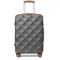 British Traveller Koffer ABS+PC Trolley mit TSA-Schloss, Ideal als Reisekoffer, Rollkoffer braun|grau 65 cm
