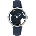 Police Damenuhr Quarz Edelstahl 36mm, Ziffernblatt Blau, Wasserdicht 5 bar, PL16041MS.03
