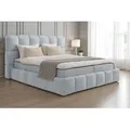 KSHOMECONCEPT Boxspringbetten AURA mit Bonell Matratze H3 und Topper, Zwei Bettkasten 120x200 cm, Grau - Grau