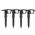 Lumisky 4 Stück Solar-Projektor, 2-in-1, zum Stecken oder Befestigen, rechteckig, starke Beleuchtung, dimmbar, LED, weiß, Curtis, Höhe 31,5 cm