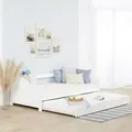 Homestyle4u Ausziehbett 90x200 Kinderbett Weiß Holzbett mit Lattenrost Tagesbett ausziehbar - Weiß
