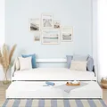 Homestyle4u Kinderbett Einzelbett Holzbett Tagesbett 90x200 ausziehbar Weiß mit Lattenrost Ausziehbett Kiefer massiv Holz | Artikel 1420