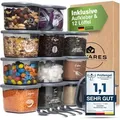 Viwares Vorratsdosen mit Deckel Luftdicht, 12er Vorratsbehälter Set BPA-Frei, Vorratsdose zur Müsli Mehl Aufbewahrung Küche, Praktische Organize... - Grau
