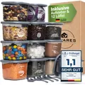 Viwares Vorratsdose Viwares Vorratsdosen-Set 12er Anthrazit SERIE FOLY 0.55L, Kunststoff