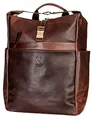 Corno d´Oro Handmade Rolltop Rucksack Herren Groß Leder I Premium XL Lederrucksack Damen verstellbares Volumen bis 25l I Laptoprucksack 17 Zoll Laptop Braun